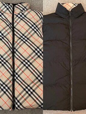 Burberry Reversible Check Puffer Gilet sand beige sz XL